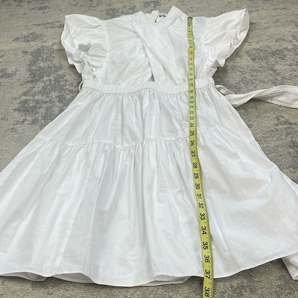 Derek Lam 10 Crosby Finn Ruffled Wrap Mini Dress Cotton Poplin White Sz 8 - Picture 10 of 16